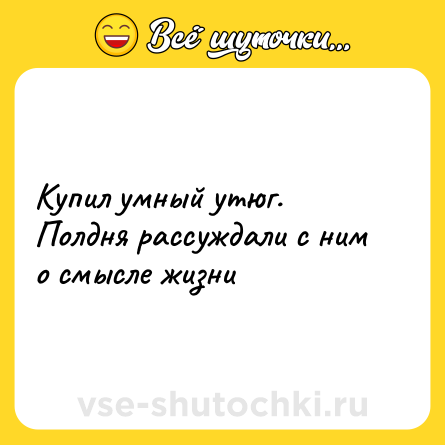 Шутка: Купил умный утюг. Полдня рассуждали с ним о смысле жизни