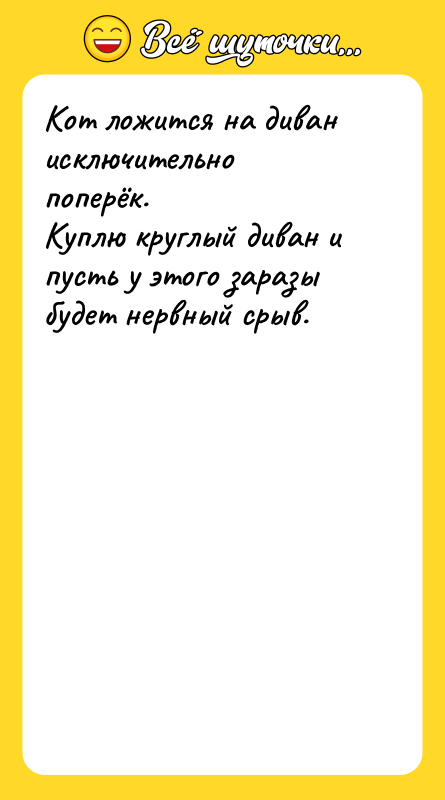 Кот ложится на диван исключительно поперёк. Куплю круглый диван и