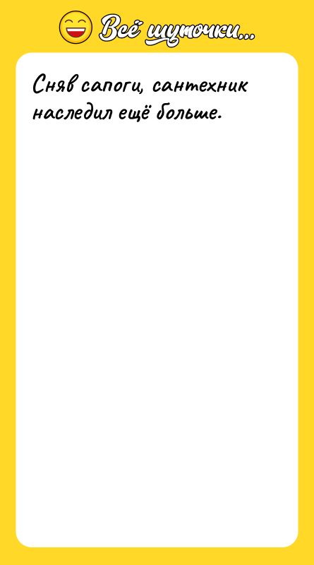 Сняв сапоги, сантехник наследил ещё больше.