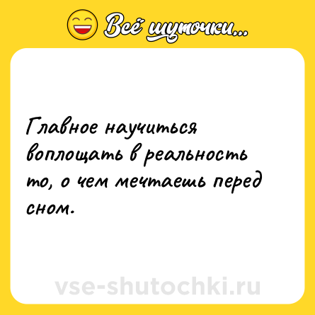 Шутка: Главное научиться воплощать в реальность то, о чем мечтаешь перед сном.