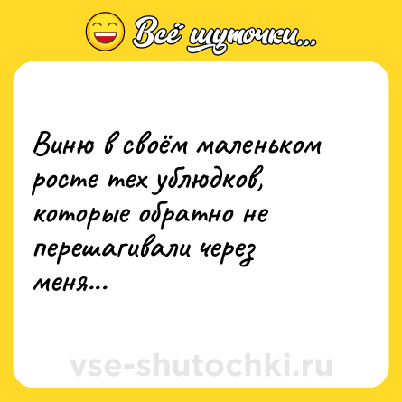 Шутка: Виню в своём маленьком росте тех ублюдков, которые обратно не перешагивали через меня...