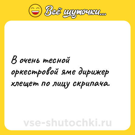 Шутка: В очень тесной оркестровой яме дирижер хлещет по лицу скрипача.