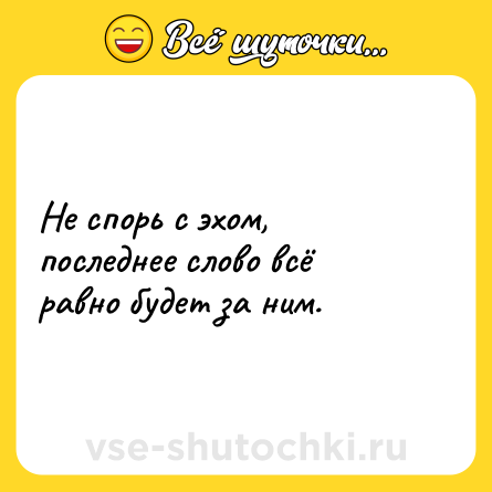 Шутка: Не спорь с эхом, последнее слово всё равно будет за ним.