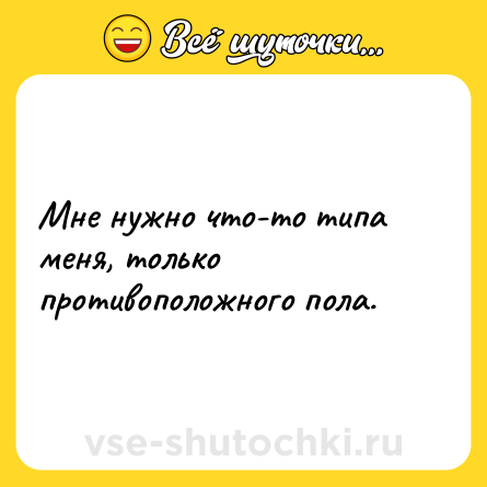 Шутка: Мне нужно что-то типа меня, только противоположного пола.