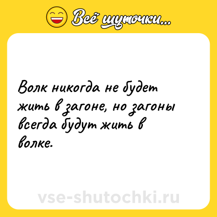 Шутка: Волк никогда не будет жить в загоне, но загоны всегда будут жить в волке.