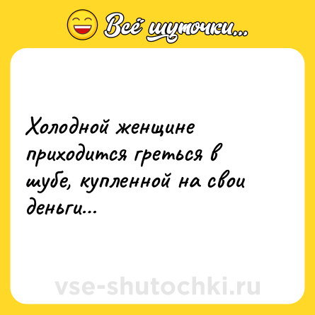 Шутка: Холодной женщине приходится греться в шубе, купленной на свои деньги…