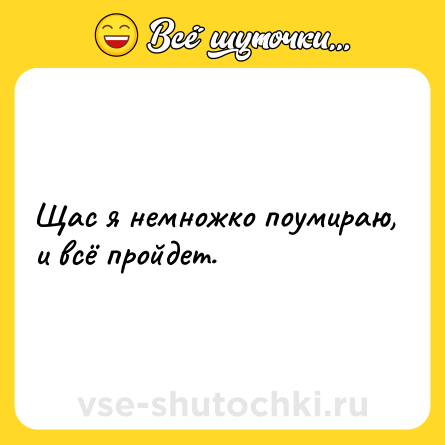 Шутка: Щас я немножко поумираю, и всё пройдет.