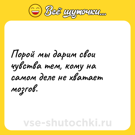 Шутка: Порой мы дарим свои чувства тем, кому на самом деле не хватает мозгов.