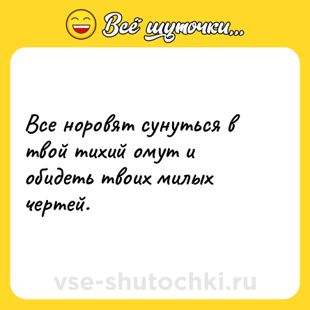 Шутка: Все норовят сунуться в твой тихий омут и обидеть твоих милых чертей.