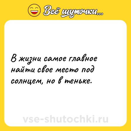 Шутка: В жизни самое главное найти свое место под солнцем, но в теньке.