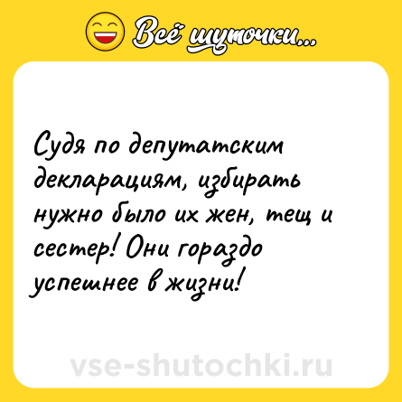 Шутка: Судя по депутатским декларациям, избирать нужно было их жен, тещ и сестер! Они гораздо успешнее в жизни!