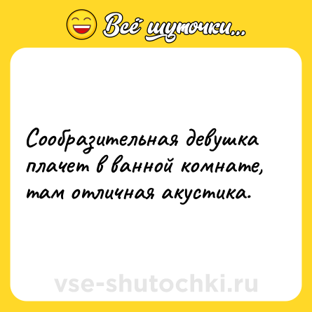 Шутка: Сообразительная девушка плачет в ванной комнате, там отличная акустика.