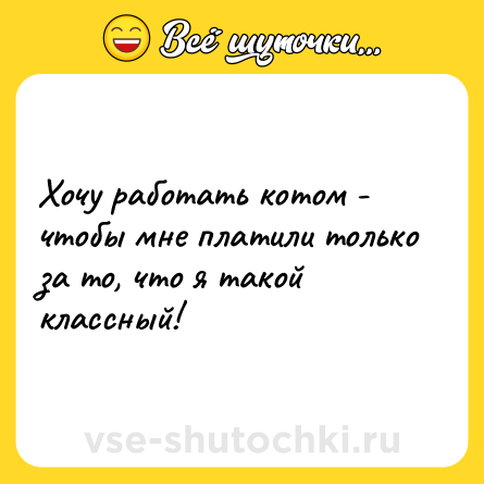 Шутка: Хочу работать котом - чтобы мне платили только за то, что я такой классный!