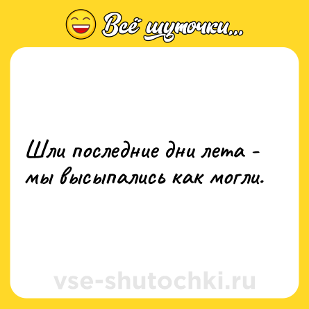 Шутка: Шли последние дни лета - мы высыпались как могли.