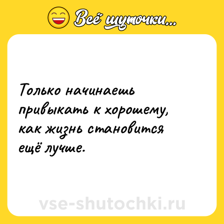 Шутка: Только начинаешь привыкать к хорошему, как жизнь становится ещё лучше.
