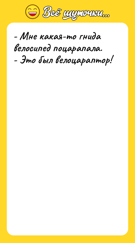 - Мне какая-то гнида велосипед поцарапала. - Это