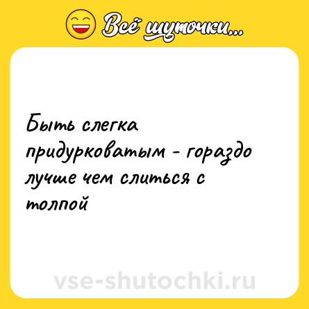 Шутка: Быть слегка придурковатым - гораздо лучше чем слиться с толпой