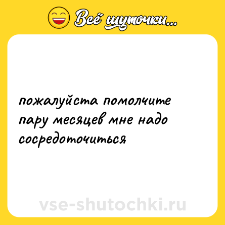 Шутка: пожалуйста помолчите пару месяцев мне надо сосредоточиться