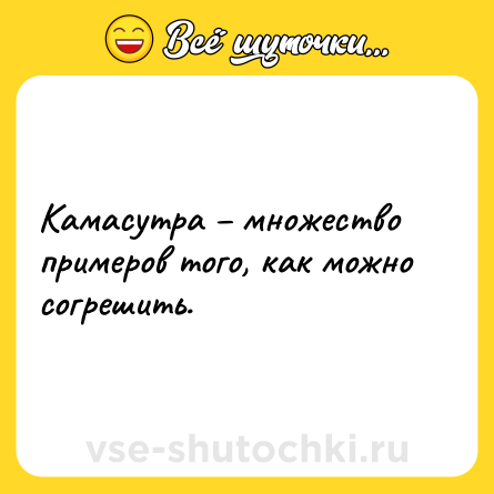 Шутка: Камасутра – множество примеров того, как можно согрешить.