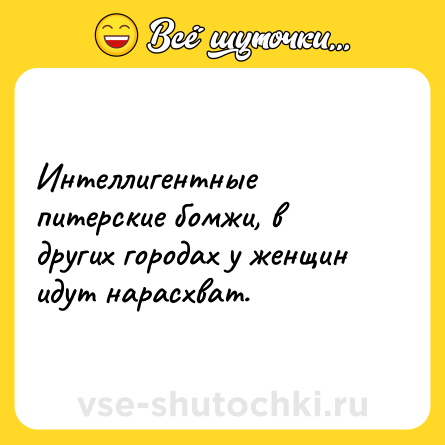 Шутка: Интеллигентные питерские бомжи, в других городах у женщин идут нарасхват.