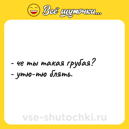 Шутка: - че ты такая грубая?<br>- утю-тю блять.