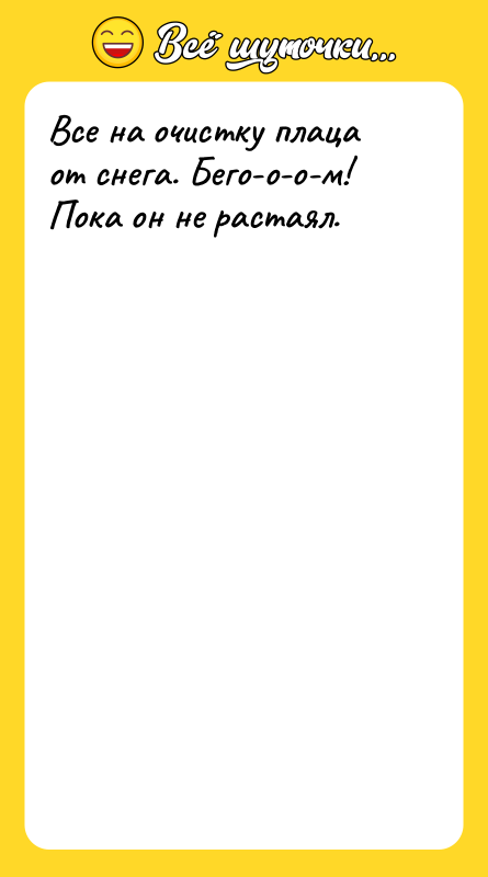 Все на очистку плаца от снега. Бего-о-о-м! Пока он не