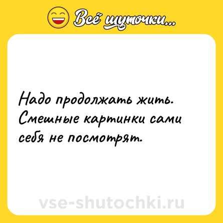 Шутка: Надо продолжать жить. Смешные картинки сами себя не посмотрят.