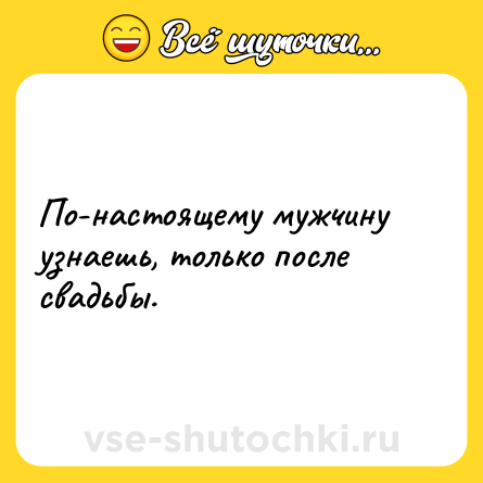 Шутка: По-настоящему мужчину узнаешь, только после свадьбы.