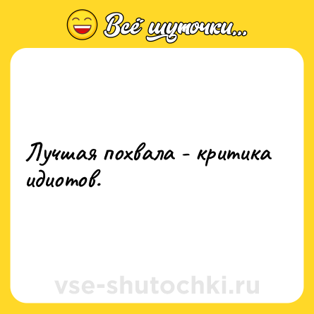 Шутка: Лучшая похвала - критика идиотов.