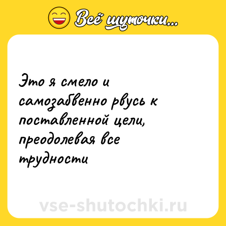 Шутка: Это я смело и самозабвенно рвусь к поставленной цели, преодолевая все трудности