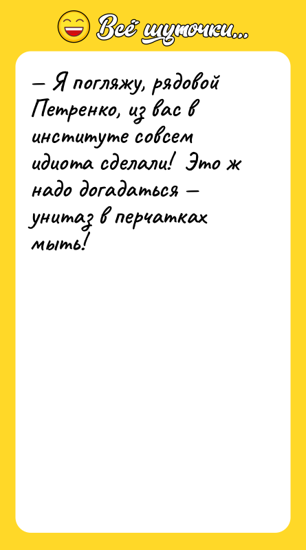 Я погляжу, рядовой Петренко, из вас в институте совсем