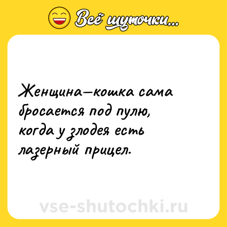Шутка: Женщина—кошка сама бросается под пулю, когда у злодея есть лазерный прицел.