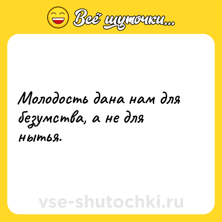 Шутка: Молодость дана нам для безумства, а не для нытья.