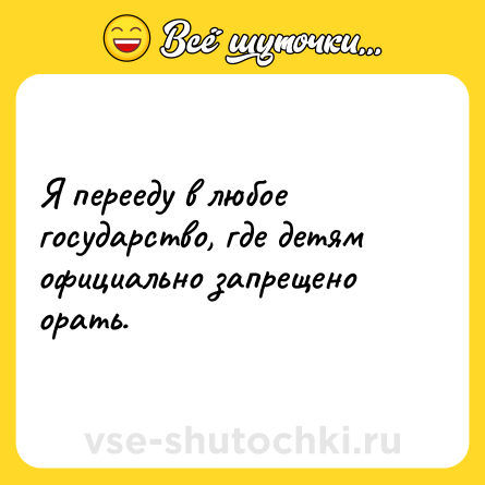 Шутка: Я перееду в любое государство, где детям официально запрещено орать.