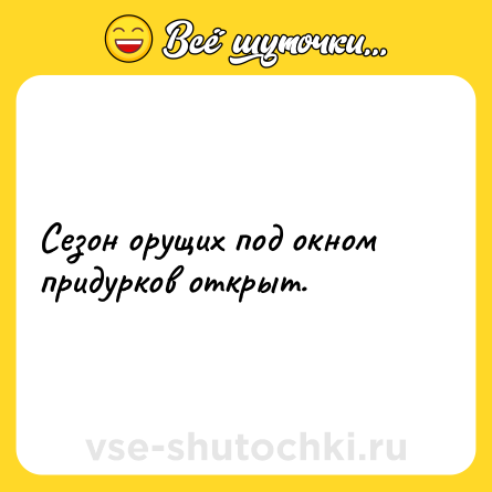 Шутка: Сезон орущих под окном придурков открыт.