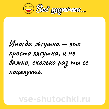 Шутка: Иногда лягушка — это просто лягушка, и не важно, сколько раз ты ее поцелуешь.
