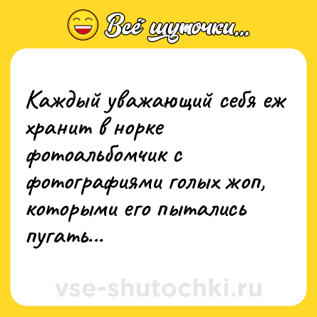 Шутка: Каждый уважающий себя еж хранит в норке фотоальбомчик с фотографиями голых жоп, которыми его пытались пугать...