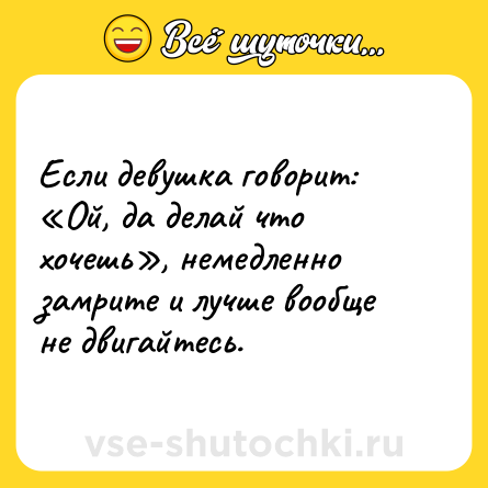 Шутка: Если девушка говорит: «Ой, да делай что хочешь», немедленно замрите и лучше вообще не двигайтесь.