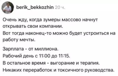 Работа мечты: 15 минут в день! 😂🚀 - Очень жду, когда зумеры массово начнут открывать свои компании. Вот