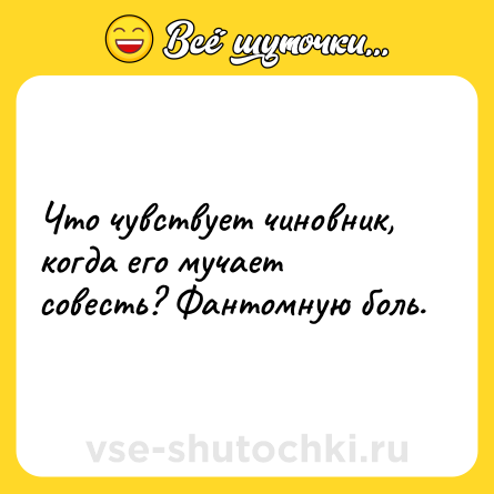 Шутка: Что чувствует чиновник, когда его мучает совесть? Фантомную боль.
