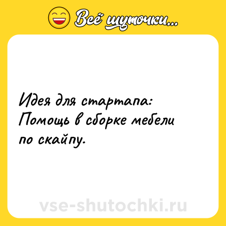 Шутка: Идея для стартапа:<br>Помощь в сборке мебели по скайпу.