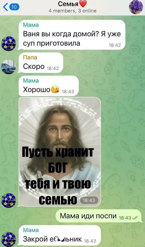 Смешная картинка №685796 Идиллия в семейном чате Переписка