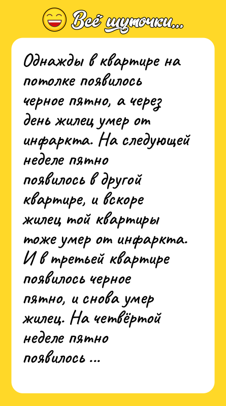 Однажды в квартире на потолке появилось черное пятно, а через