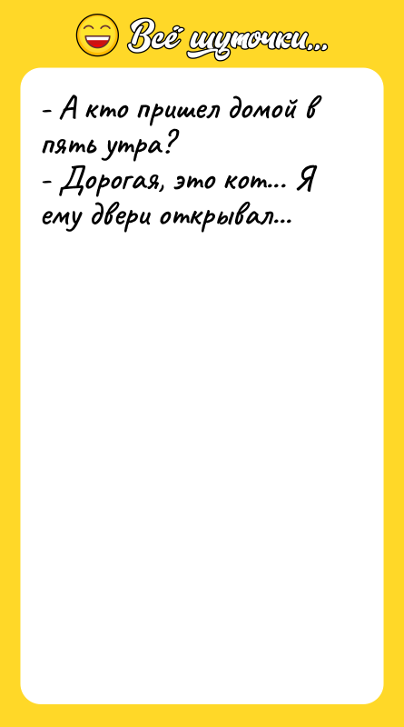 - А кто пришел домой в пять утра?  