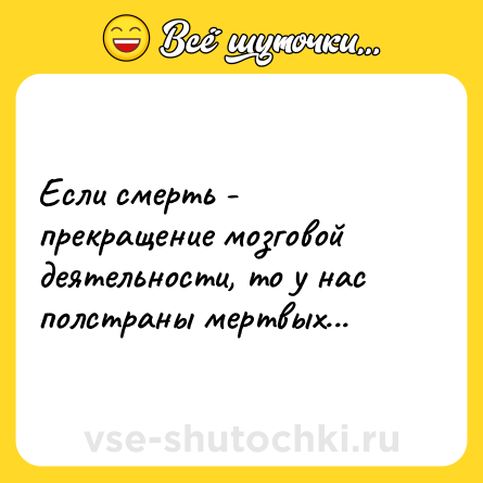 Шутка: Если смерть - прекращение мозговой деятельности, то у нас полстраны мертвых...