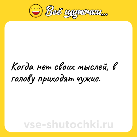 Шутка: Когда нет своих мыслей, в голову приходят чужие.