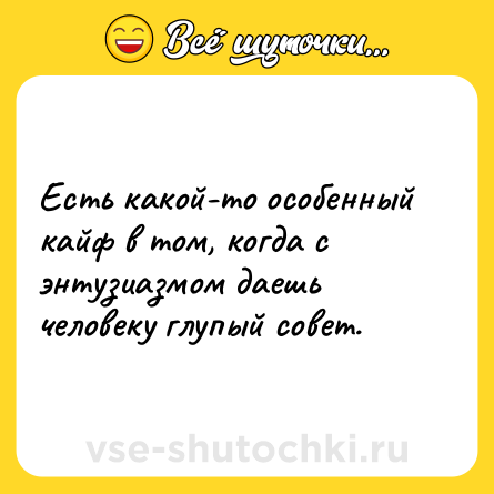 Шутка: Есть какой-то особенный кайф в том, когда с энтузиазмом даешь человеку глупый совет.