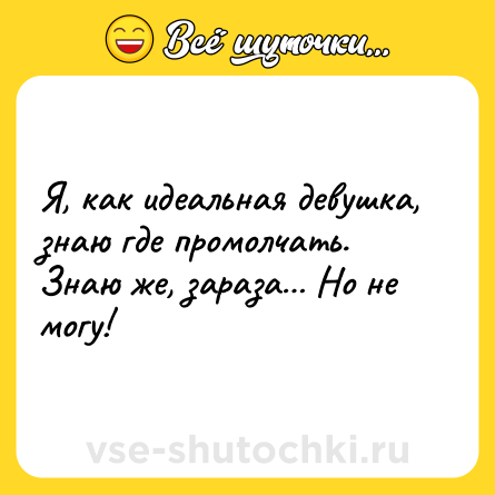 Шутка: Я, как идеальная девушка, знаю где промолчать. Знаю же, зараза… Но не могу!