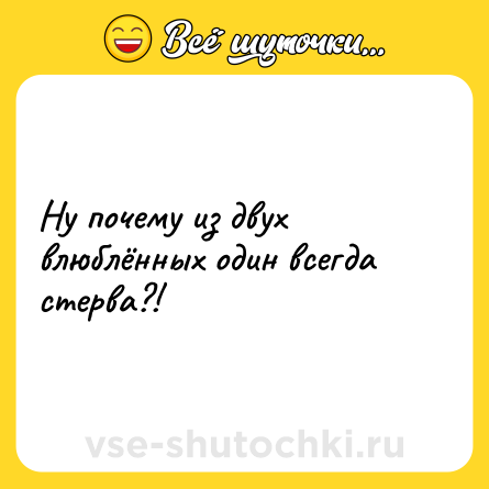 Шутка: Ну почему из двух влюблённых один всегда стерва?!