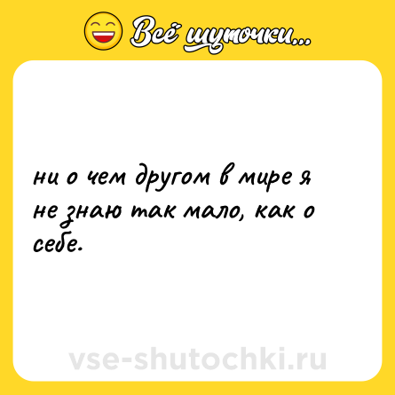 Шутка: ни о чем другом в мире я не знаю так мало, как о себе.
